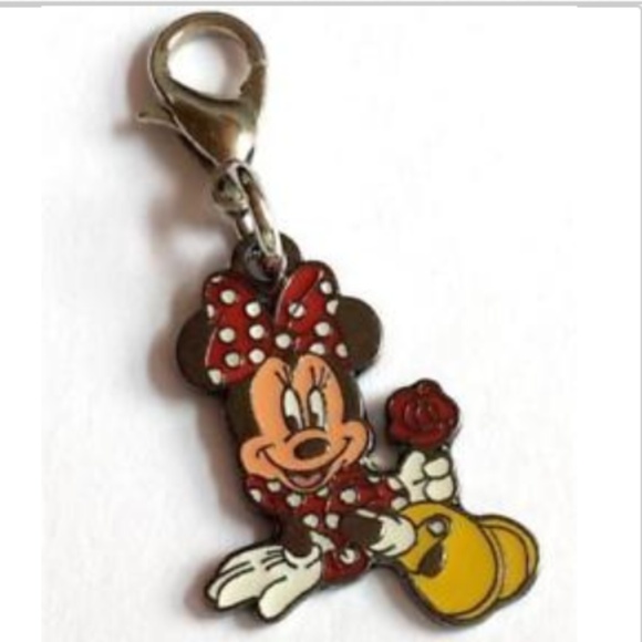 Vintage Disney Minnie Mouse Charm Zipper Pull Polka Dots Purse Charm Signed - Picture 8 of 11